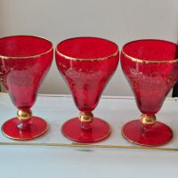 Чехско стъкло-чаши и поднос, снимка 7 - Вази - 45254111