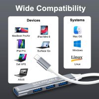 USB хъб 4 в 1 SHULIANCABLE с 1 x USB 3.0 и 3 x USB 2.0 за MacBook Air/Pro/Mini, компютър, лаптоп, снимка 2 - Други - 45306633