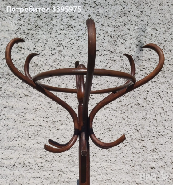 Винтидж закачалка за палта от огънато дърво (стил Тонет), 50-те г., снимка 1