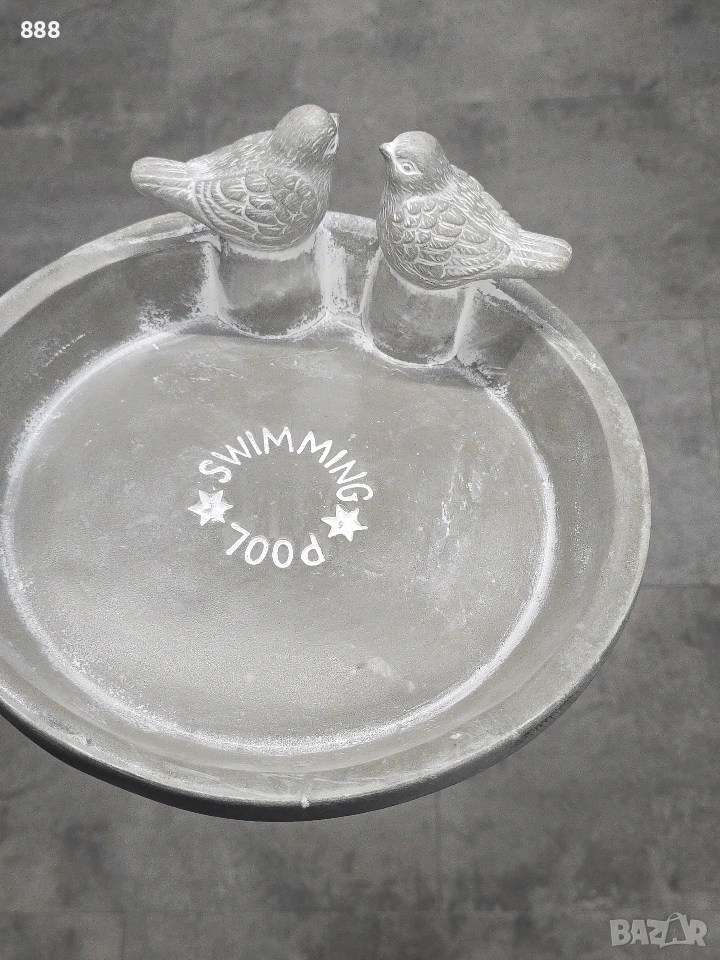 бетонна чиния с птички , снимка 1