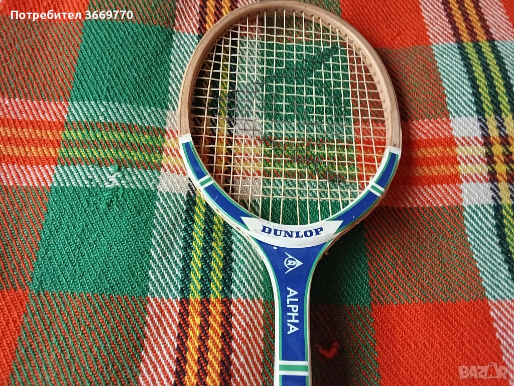 Винтидж дървена тенис ракета Dunlop Alpha, снимка 1