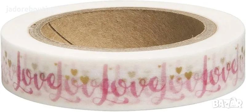 Декоративно тиксо washi tape Love 10мм х 15 метра ролка, снимка 1