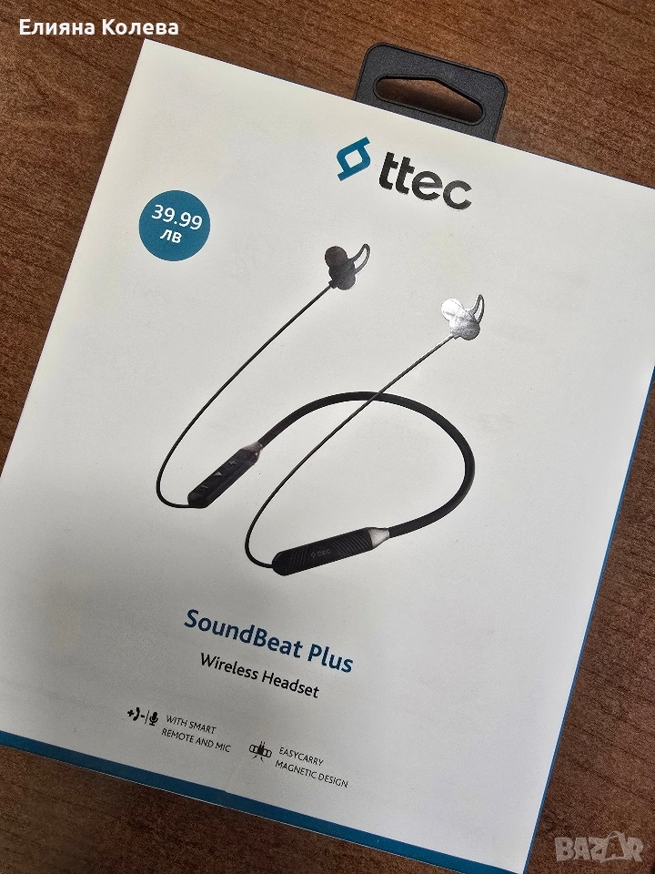 Bluetooth Слушалки ttec SaundBeat Plus - Черни, снимка 1