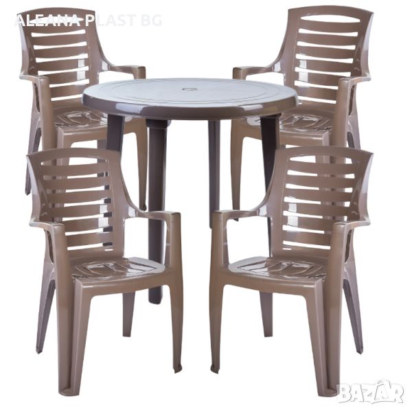 Комплект кръгла маса с четири стола Рекс, снимка 1