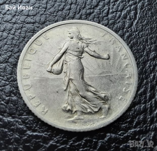 Стара сребърна монета 1 франк 1916 г. Франция- перфектна!, снимка 1