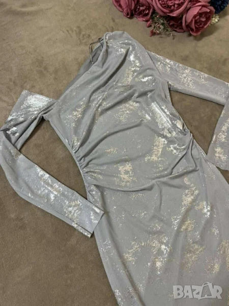 Рокля сиво сребрист цвят  , снимка 1