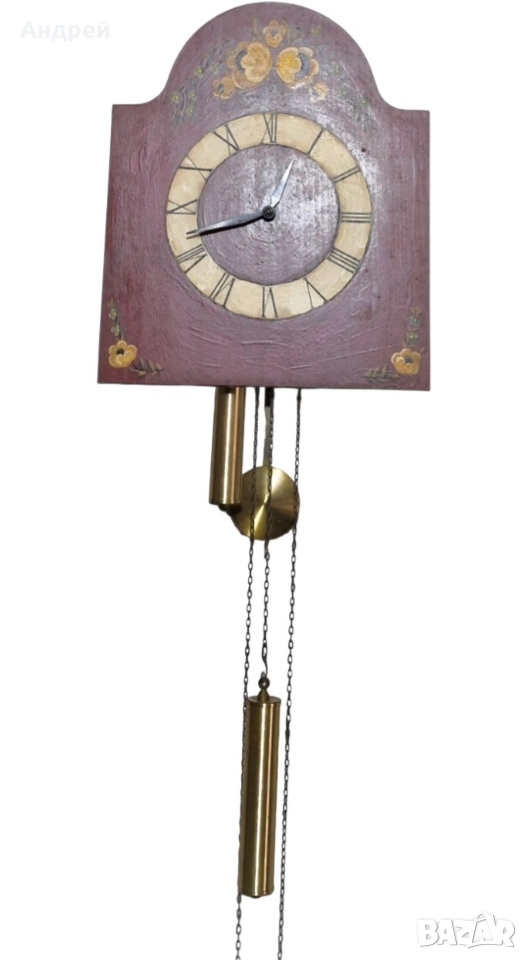 Немски Рисуван Стенен Часовник, снимка 1