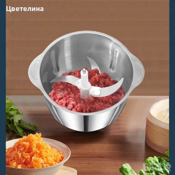 Висококачествен електрически чопър за смилане на месо,ядки и зеленчуци с обем 3 литра, снимка 1