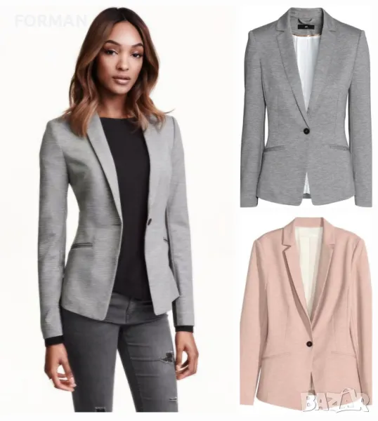 ВТАЛЕНИ сака в светлосиво и в цвят крем, снимка 1