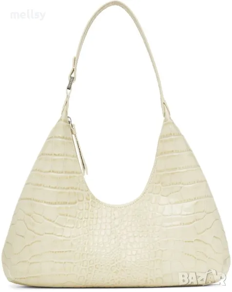 BY FAR Women's Amber Croco Bag - Cream Нова чанта, снимка 1