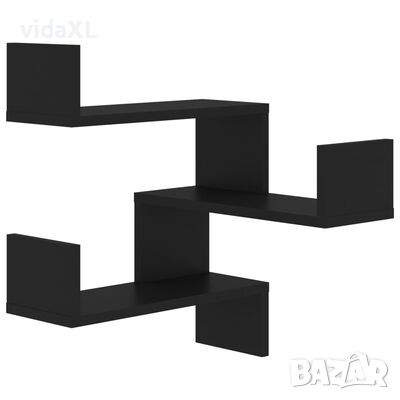 vidaXL Стенен ъглов рафт, черен, 40x40x50 см, ПДЧ（SKU:807225, снимка 1