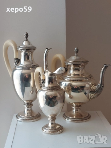 Сребърен комплект кани, сребърна кана, сребърна чаша. сребро 800 проба/4 лева за грам, снимка 2 - Сервизи - 52403205