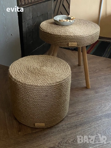 🌿 Ръчно изработена табуретка – артистичен акцент за интериора, снимка 7 - Дивани и мека мебел - 33842705