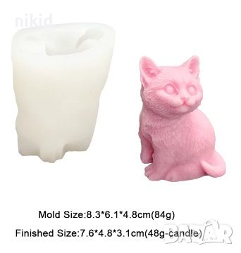 3D Едро Коте котка силиконов молд форма фондан свещ гипс шоколад декор смола, снимка 3 - Форми - 45204928