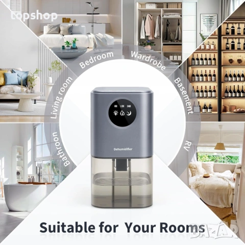 Нов Влагоабсорбатор 1700мл – Тих, с Таймер и 7-цветно LED осветление , снимка 7 - Влагоабсорбатори и влагоуловители - 53390198