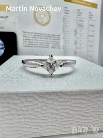 Сребърен пръстен с мойсанит (Диамант) 0.4 карата, снимка 9 - Пръстени - 50813877