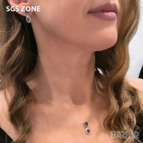 СРЕБЪРЕНИ ОБЕЦИ СЪС САПФИР 