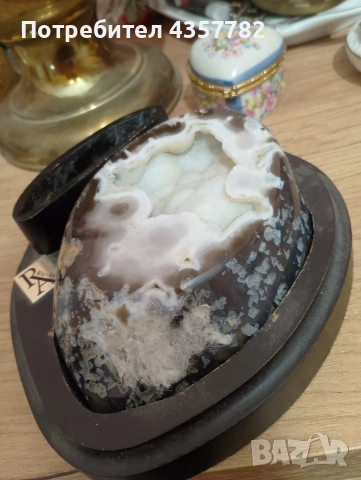 Ахатова геода върху основа от дърво , снимка 2 - Декорация за дома - 52856570