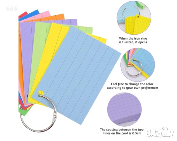 1000 листа индексни картички флаш картички 74x51 мм, снимка 3 - Други стоки за дома - 54143548