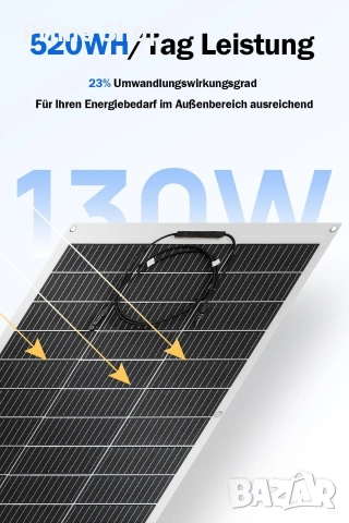 Гъвкав монокристален соларен панел ECO-WORTHY 130W 12V, снимка 3 - Друга електроника - 53642859