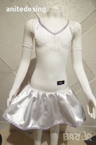 Бяла детска рокля за спортни танци, снимка 2 - Детски рокли и поли - 45197660