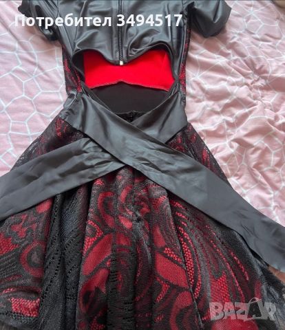 Черно с червено рокля, снимка 2 - Рокли - 45150420