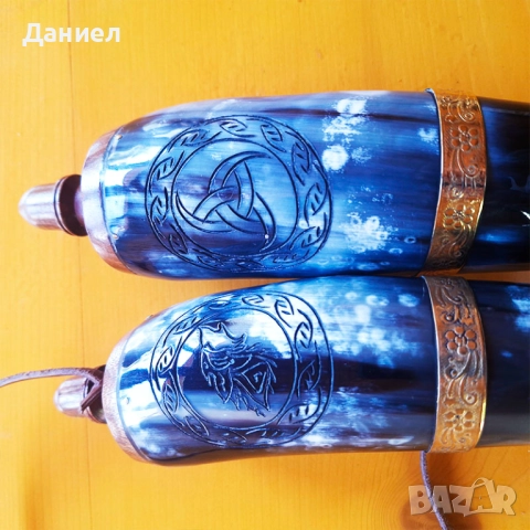 Барутница от естествен биволски рог с бронзов обков., снимка 8 - Ръчно изработени сувенири - 44978688