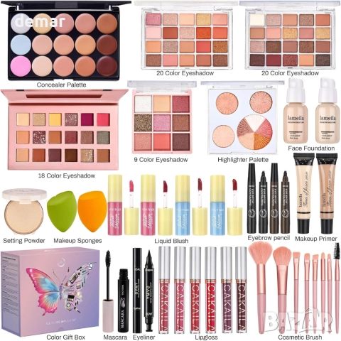 Комплект грим „Всичко в едно“, подаръчен комплект грим за жени, снимка 2 - Комплекти и лотове - 51756495