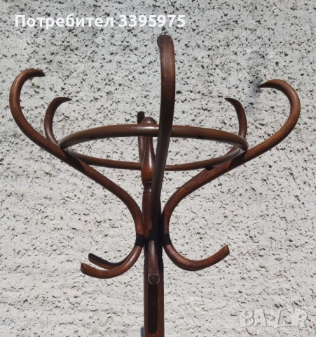 Винтидж закачалка за палта от огънато дърво (стил Тонет), 50-те г.