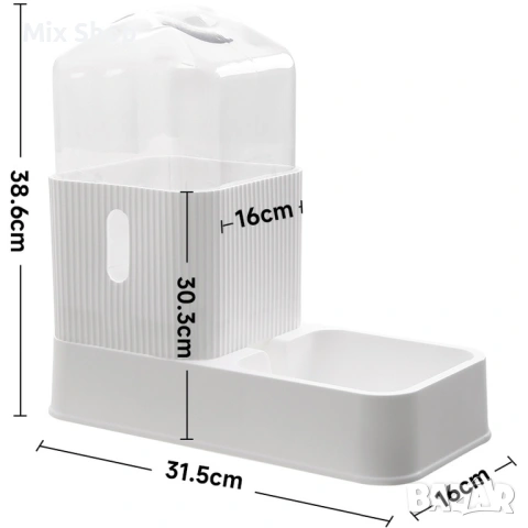 Нов Комплект автоматична хранилка за домашни любимци и фонтан за вода Gravity - бял, снимка 6 - Други стоки за животни - 54203821