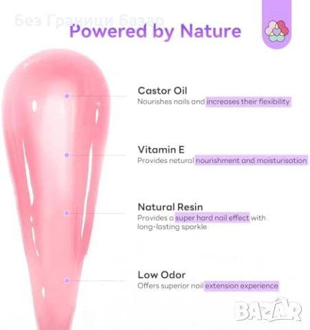 Нов Полигел комплект за удължаване на нокти с UV лампа 4 цвята маникюр, снимка 6 - Продукти за маникюр - 53917663