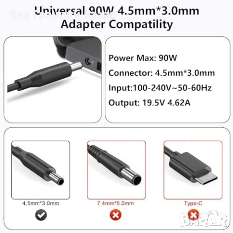 Нов адаптер 90W зарядно 19.5V 4.62A 4.5x3.0mm за Dell OptiPlex Micro, снимка 2 - Друга електроника - 53534270