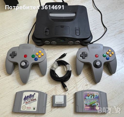 Nintendo 64 + 2 контролера + 2 Игри + Мемори карта Нинтендо, снимка 1 - Nintendo конзоли - 46415619