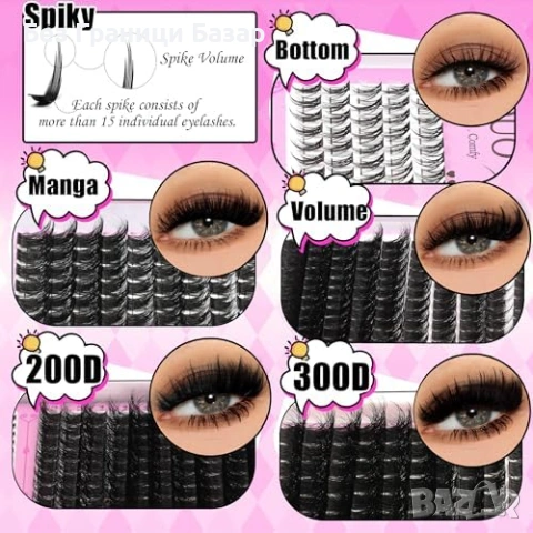 Нов Комплект снопчета мигли 846 броя D Curl 6 стила 12-21 мм с аксесоари, снимка 4 - Други - 53914746