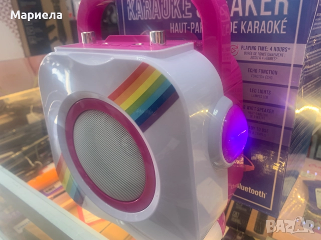 Розова караоке тонколона / 8W / 2 Микрофона и LED, снимка 5 - Тонколони - 51521180