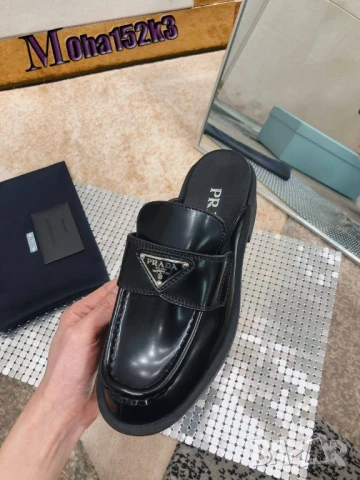 чехли от естествена кожа prada, снимка 5 - Чехли - 50745279