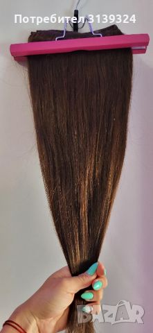 Нова естествена тъмнокестенява коса, снимка 4 - Аксесоари за коса - 46257590