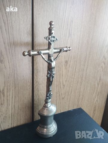 Предвоенен месингов стоящ кръст, 1890 г.стар бронзов масивен кръст разпятие ХРИСТОС, снимка 13 - Колекции - 45142276
