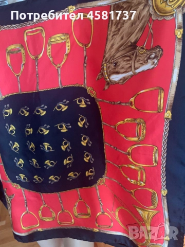 Копринен шал с десен коне, снимка 6 - Шалове - 51880148