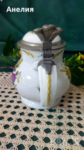 Халба с капак калай и цветя, снимка 4 - Чаши - 52079654