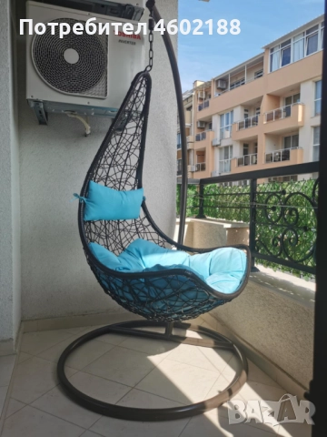 Градинска люлка със стоманена основа Ø103 и ажурен PVC ратан