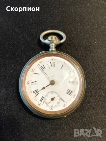 Швейцарски джобен часовник с посребрени капаци 1905г. - 10 РУБИНА - ПРОМОЦИЯ, снимка 2 - Джобни - 50521710