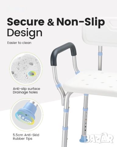 HEAO душ стол с облегалка - стол за хора с увреждания и възрастни, снимка 6 - Други - 45734207
