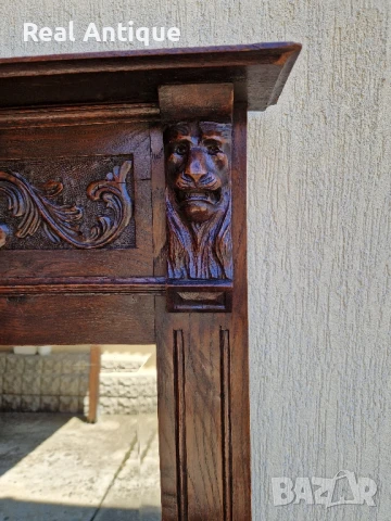 Голямо антикварно английско огледало масив с дърворезба , снимка 6 - Антикварни и старинни предмети - 51083702