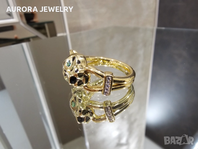 CARTIER Panthere de Cartier Gold Black 5 Diamonds Пръстен, снимка 4 - Пръстени - 52818763