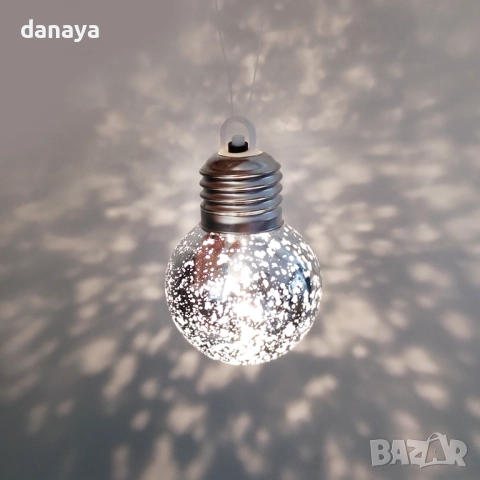 6198 Светеща коледна топка за елха с ефект искрящо стъкло, 5 см, снимка 2 - Декорация за дома - 52688503