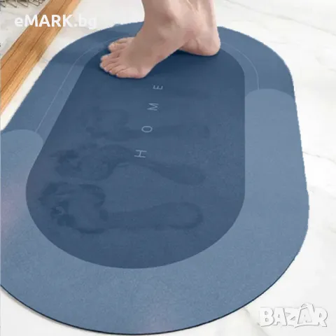 Абсорбираща водата антихлъзгаща подложка Bath Mat Blue, снимка 4 - Пътеки - 47888623