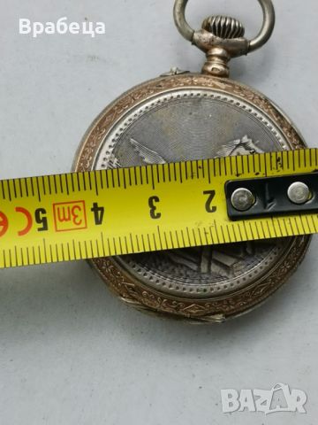 Сребърен джобен часовник, снимка 4 - Антикварни и старинни предмети - 45384160