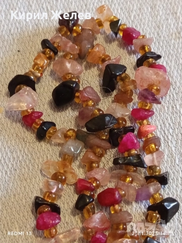 Герданче скъпоценно колие от натурални цветни камъчета ахат и мъниста 52288, снимка 5 - Колиета, медальони, синджири - 52493062