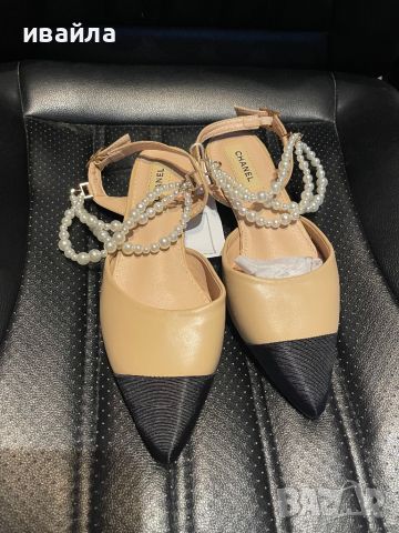 Обувки бежови Шанел Chanel перли, снимка 3 - Дамски ежедневни обувки - 45892411